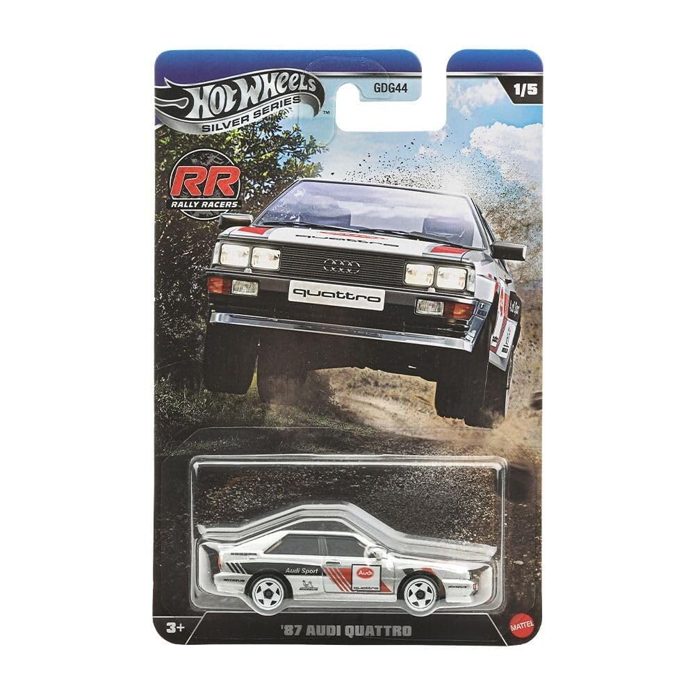 Hot Wheels Silver Series Rally Recs Complete Set of 5 Diecast Cars | Audi Quattro, Honda S800, Ford Escort RS2000, Datsun 510 & Lancia Rally 037 | 1:64 Scale Collectibles
