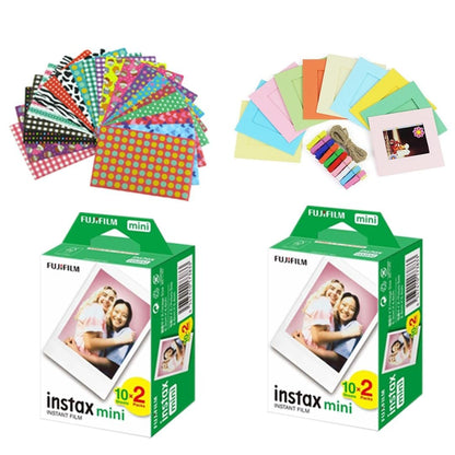 Accessories Bundle -  40 Instax Mini Film Shots + Paper Photo Frame Sticker + Photo Bunting - For Fujifilm Instax Instant Camera Accessories