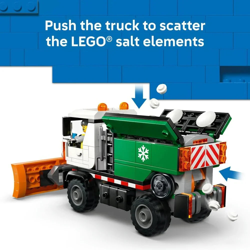 LEGO City 60490 Snowplough Truck Toy - Model Kit w/a Minifigure, Tools & Gritter Function - Birthday Gift Idea for 6+ Year Old Boys & Engineering Fans