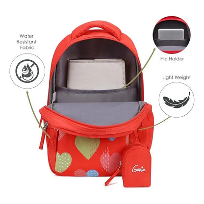 Genie Maisy Kids Backpacks, 15 inches, Cute, Colourful bags for girls, Water Resistant and Lightweight. 3 compartment with Happy Pouch - Jaiman Toys