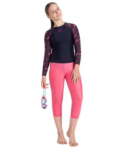 Speedo Girl's Endurance Hyperboom Long Sleeve Suntop – UPF 40+ & Chlorine Resistant Swimwear - Jaiman Toys