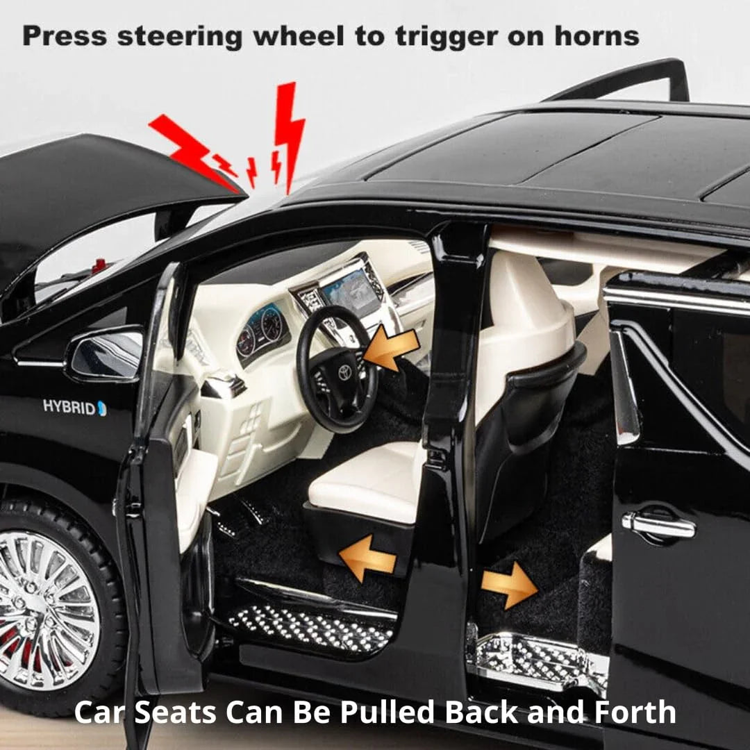 CHE-ZHI 1:18 Toyota Alphard Alloy Metal Diecast Car Openable Door – Pull Back with Sound & Light