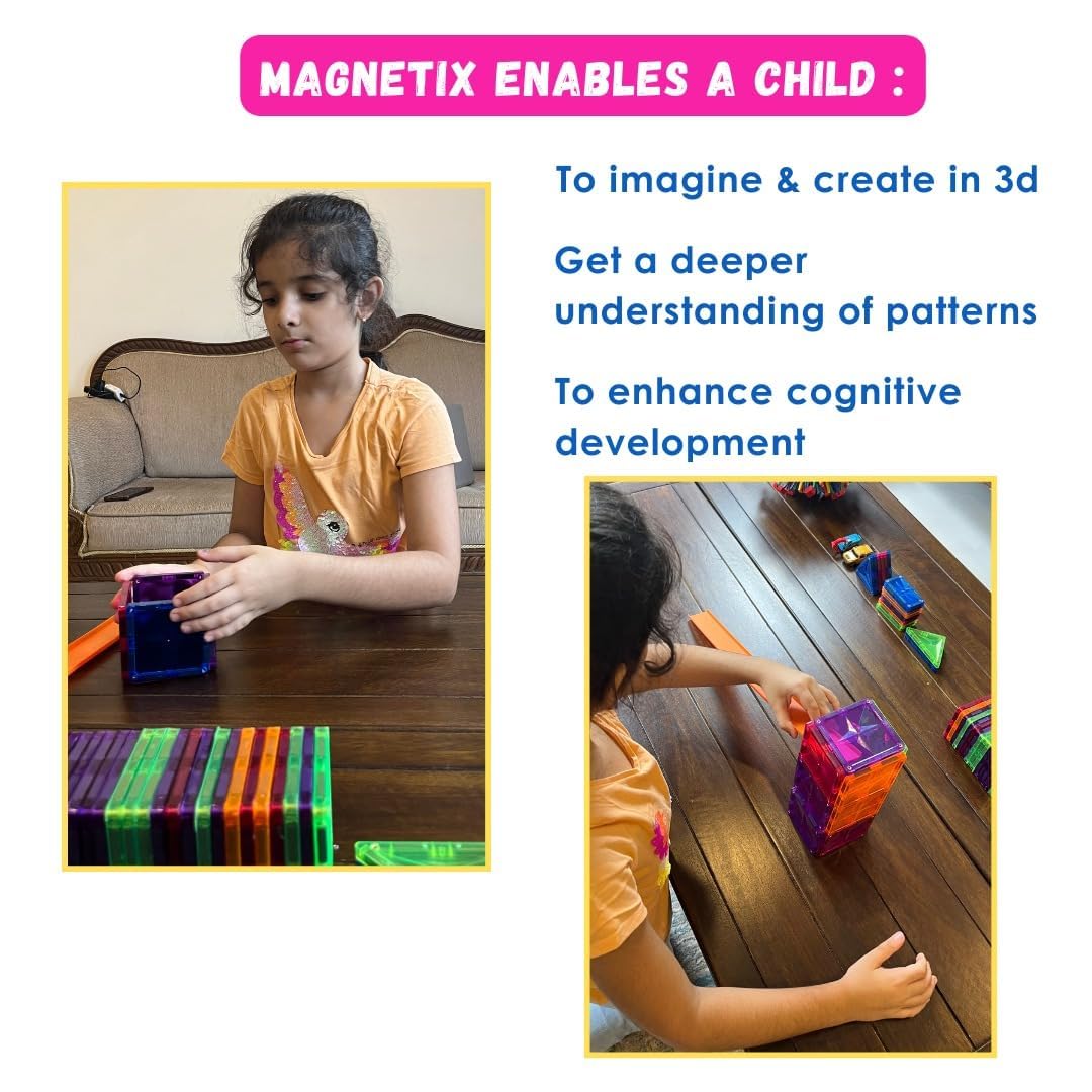 Zephyr Learning Steps Magnetix-1 Magnetic Tiles Building Set – 8 Pieces, Ages 3+