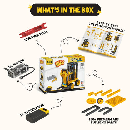 Blix Forklift Power 6-in-1 Motorised STEM Building Kit, 180+ Pieces, Ages 8+