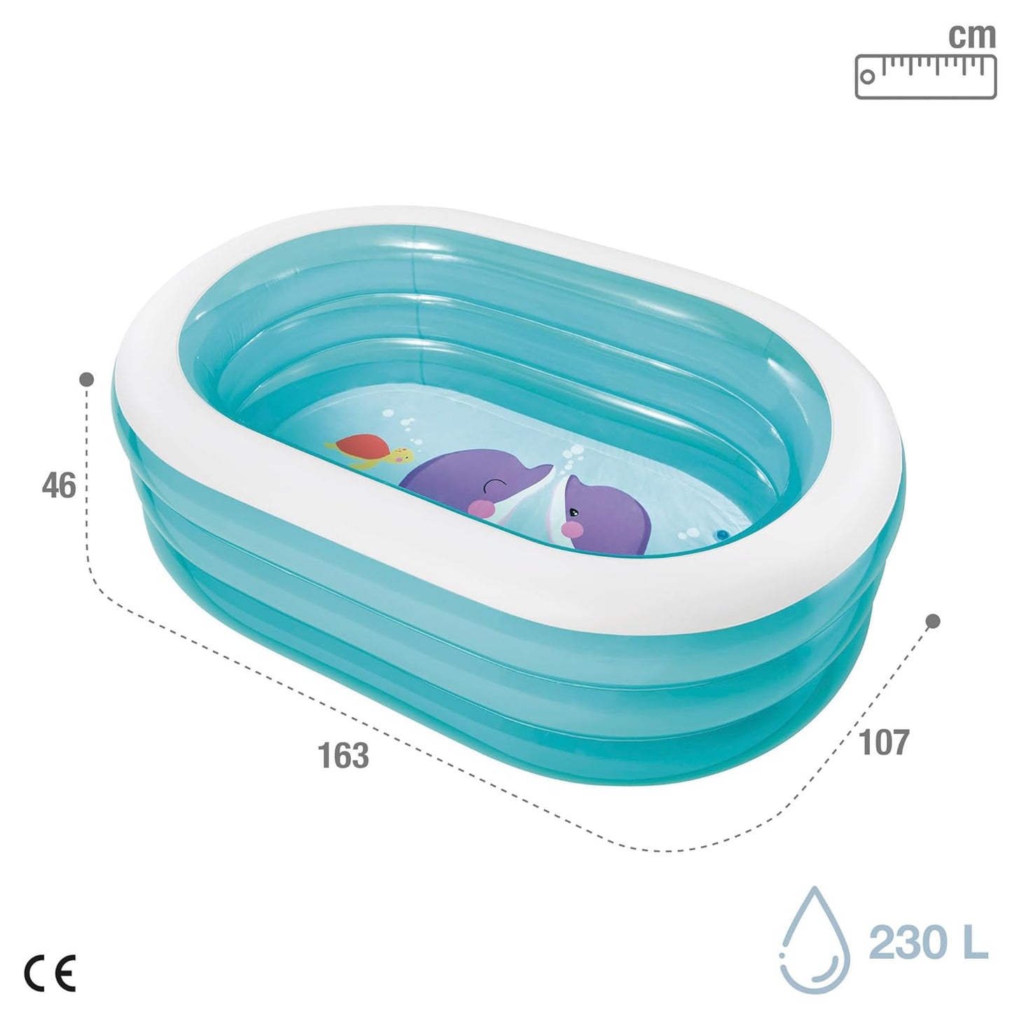 Intex 57482 Inflatable Family Swimming Pool 64" x 42" x 18" – Kids Outdoor Garden Rectangular Pool for Summer Water Fun