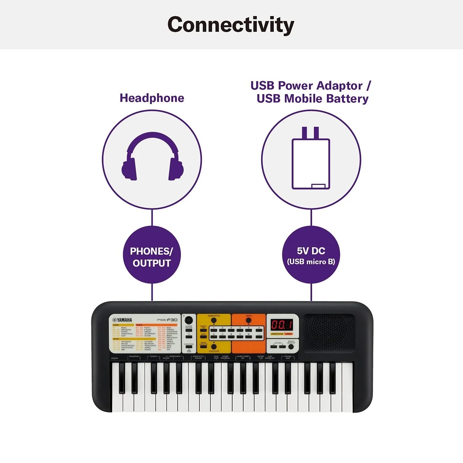 (Box Damage) Yamaha PSS-F30, 37-Keys Portable Mini Keyboard - Jaiman Toys