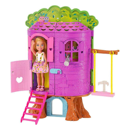 Barbie Chelsea Doll and Treehouse Playset with Pet Puppy, Dollhouse Includes Furniture and Slide, 10+ Accessories - Jaiman Toys