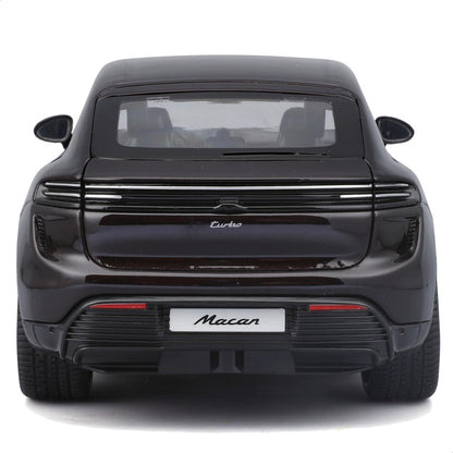 Bburago 1:24 Black Porsche Macan Turbo Electric Die-Cast Metal Scale Model Car | Detailed Collectible Luxury Electric SUV Model for Porsche Fans & Car Collectors