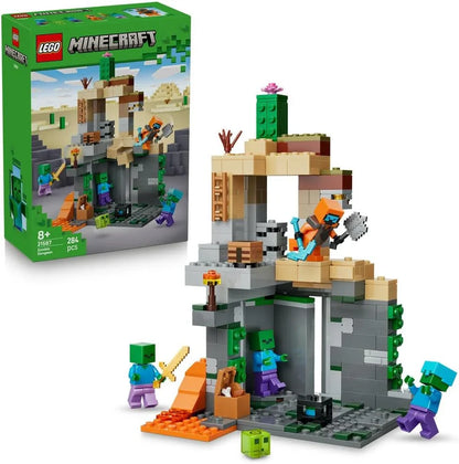 LEGO Minecraft 21587  Zombie Dungeon - Interactive Toy with a Wanderer Minifigure, 3 Zombie Figures, a Slime & Crafting Table - Gaming Gift for 8+ Year Old Boys & Girls