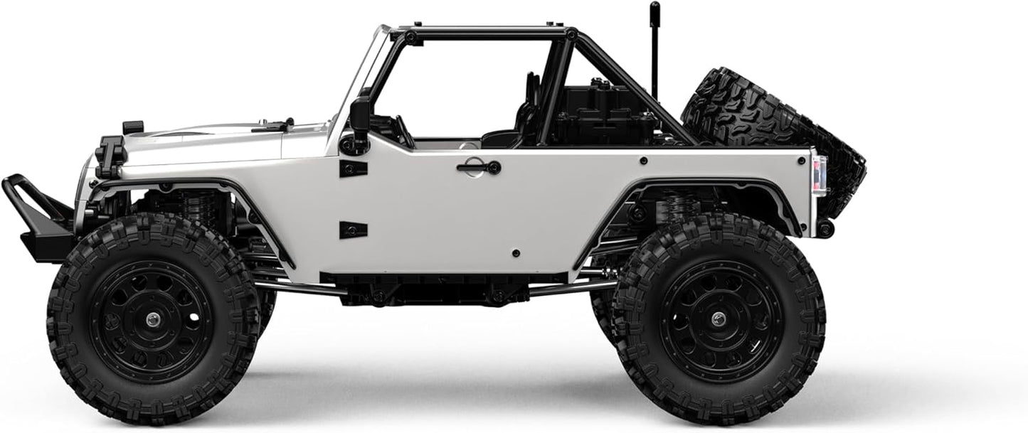 MJX R/C H12Y+ 1/12 Scale 4WD Brushless RC Rock Crawler | High-Torque 3650 BLDC Motor, Aluminium Body, All-Terrain Off-Road Remote Control Truck with 2.4GHz Radio System for Adults (Silver)