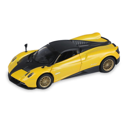 MSZ 1:38 Pagani Huayra Roadster BC Yellow Die-Cast Model Car with Pull-Back Action & Openable Doors
