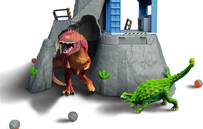 Schleich Dinosaurs - 60PC Volcano Expedition Base Camp Playset - Dinosaur Toy Playset with LED, Smoke Erupting, Dino Figurines for Boys and Girls - Interactive for Kids Ages 5+ | 42564