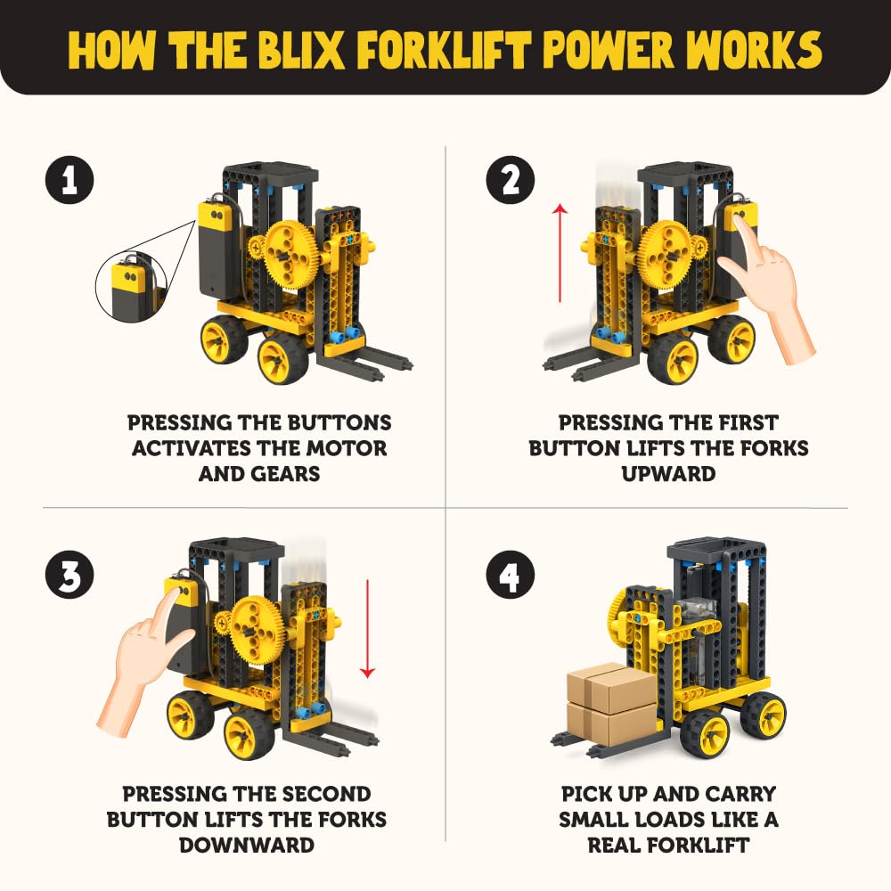 Blix Forklift Power 6-in-1 Motorised STEM Building Kit, 180+ Pieces, Ages 8+