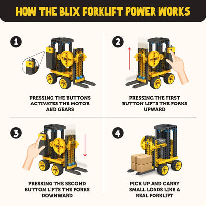 Blix Forklift Power 6-in-1 Motorised STEM Building Kit, 180+ Pieces, Ages 8+