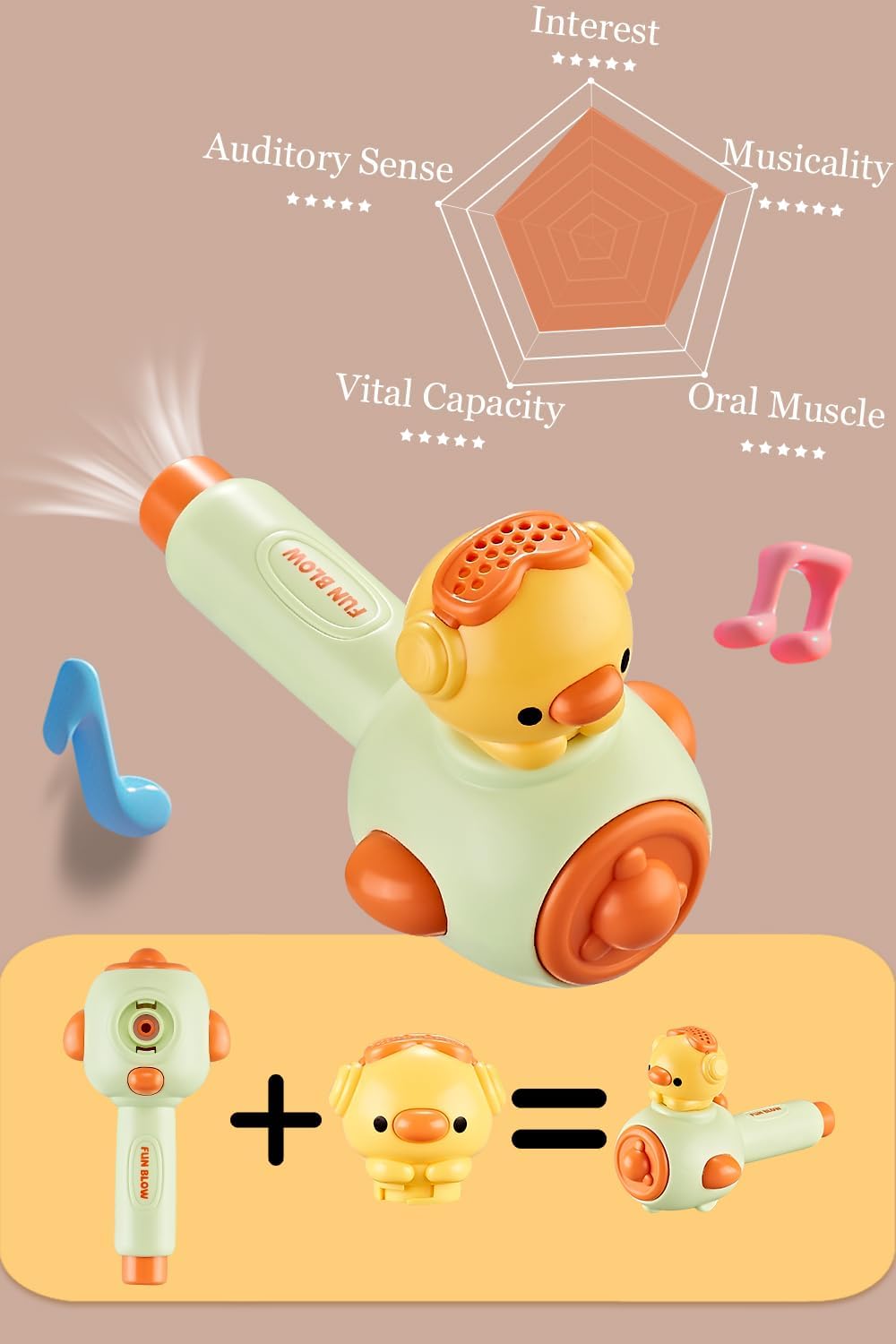 Kids Breath Blower Toy with Balloon & Foam Ball Launcher | 3-in-1 Educational Oral Motor Toy for Kids 3+