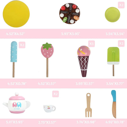 Sweet Treats Wooden Ice Cream & Tea Trolley – Pretend Play Cart for Kids - Jaiman Toys