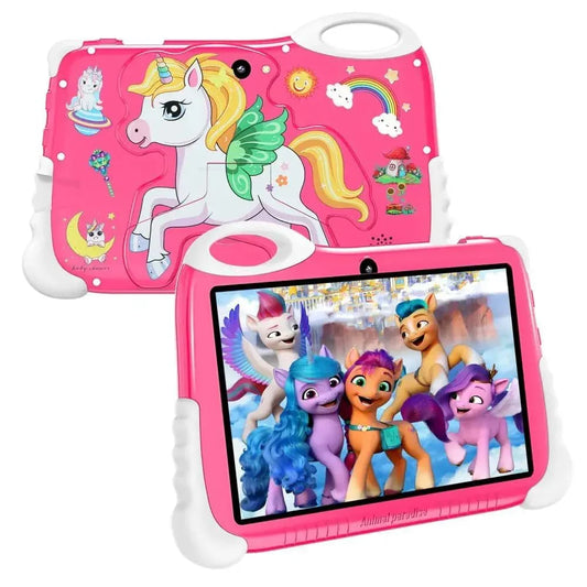 Kids Learning Tablet – 7" HD, 128GB, Dual Cameras, 4G/WiFi, Parental Lock, Fall-Proof Cover (Unicorn - Pink) - Jaiman Toys