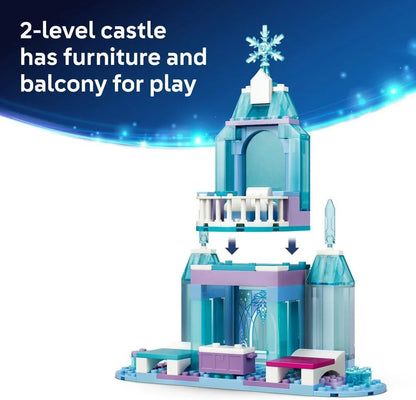 LEGO 43281 Disney Frozen Elsa's Ice Castle & Snow Ride Adventure Toy - incl. Anna & Elsa Mini Dolls, Olaf Figure, Train Track & Snow Carts - Gift for 4+ Year Old Girls