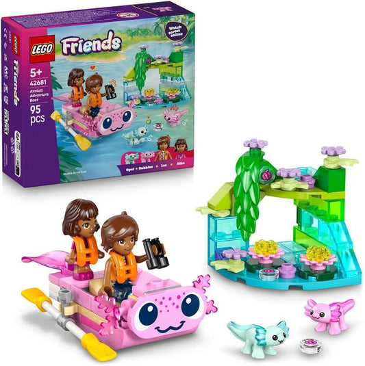 LEGO Friends 42681 Axolotl Adventure Boat Toy - incl. 2 Mini Dolls, 2 Cute Animal Figures, Plants, Flowers & Accessories - Birthday Gift for 5+ Year Old Girls