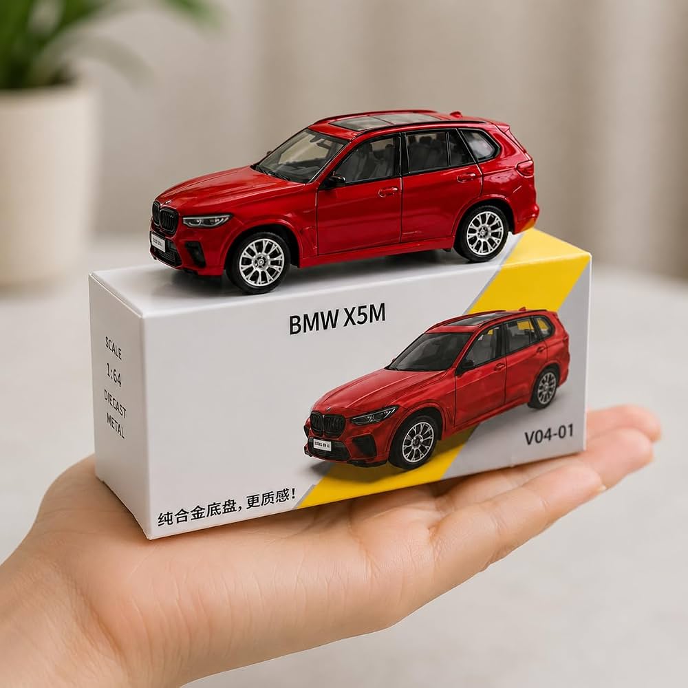 CCA 1:64 BMW X5M V04-01 Die-Cast Model Car | Red BMW Performance SUV Miniature with Detailed Interior, Sunroof & Alloy-Style Wheels | Premium Collectible