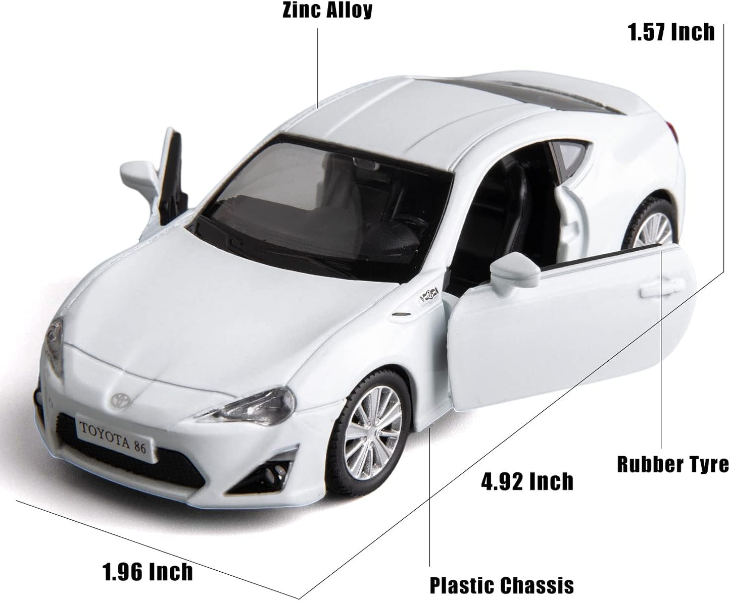RMZ City 1:36 Toyota 86 Diecast Car Model – Opening Doors, Realistic Interior (Red & White Variants)