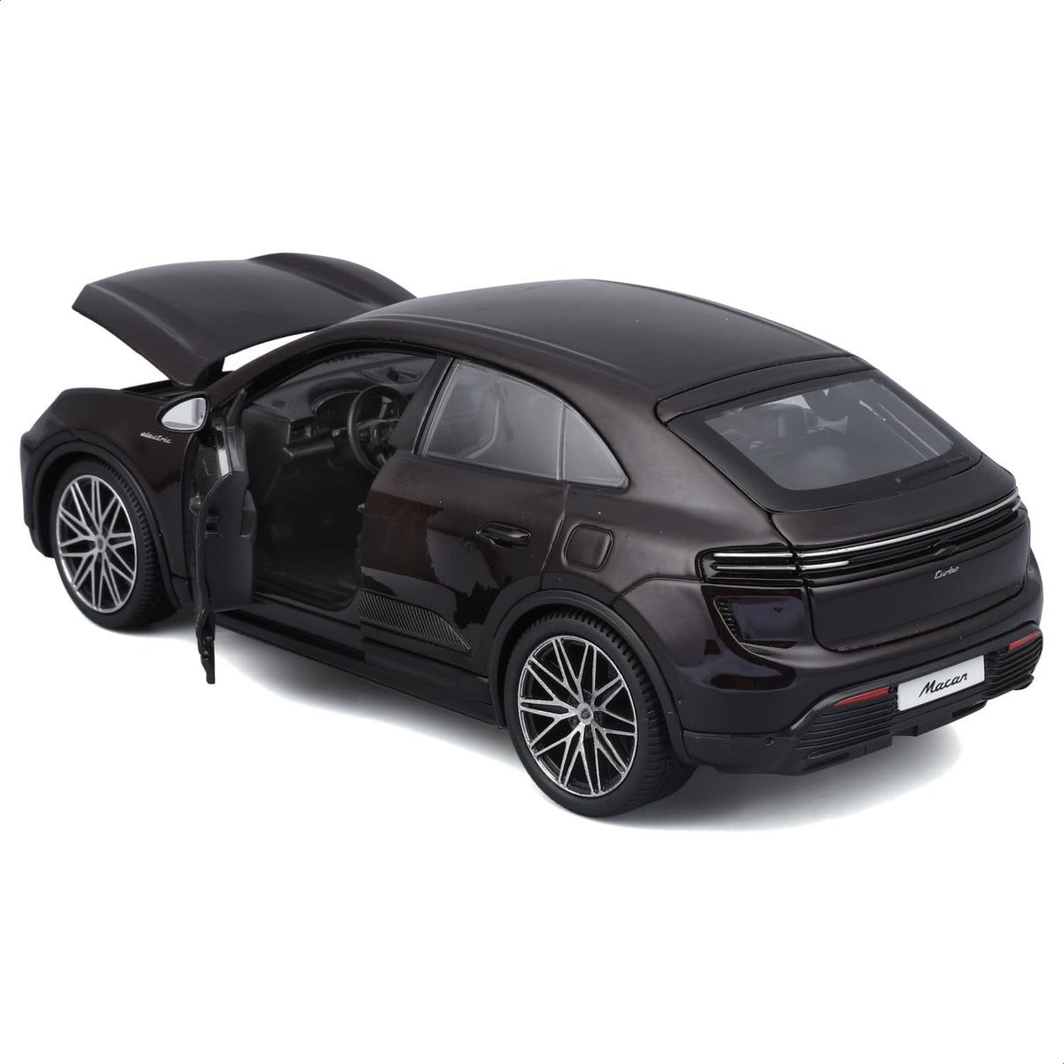 Bburago 1:24 Black Porsche Macan Turbo Electric Die-Cast Metal Scale Model Car | Detailed Collectible Luxury Electric SUV Model for Porsche Fans & Car Collectors