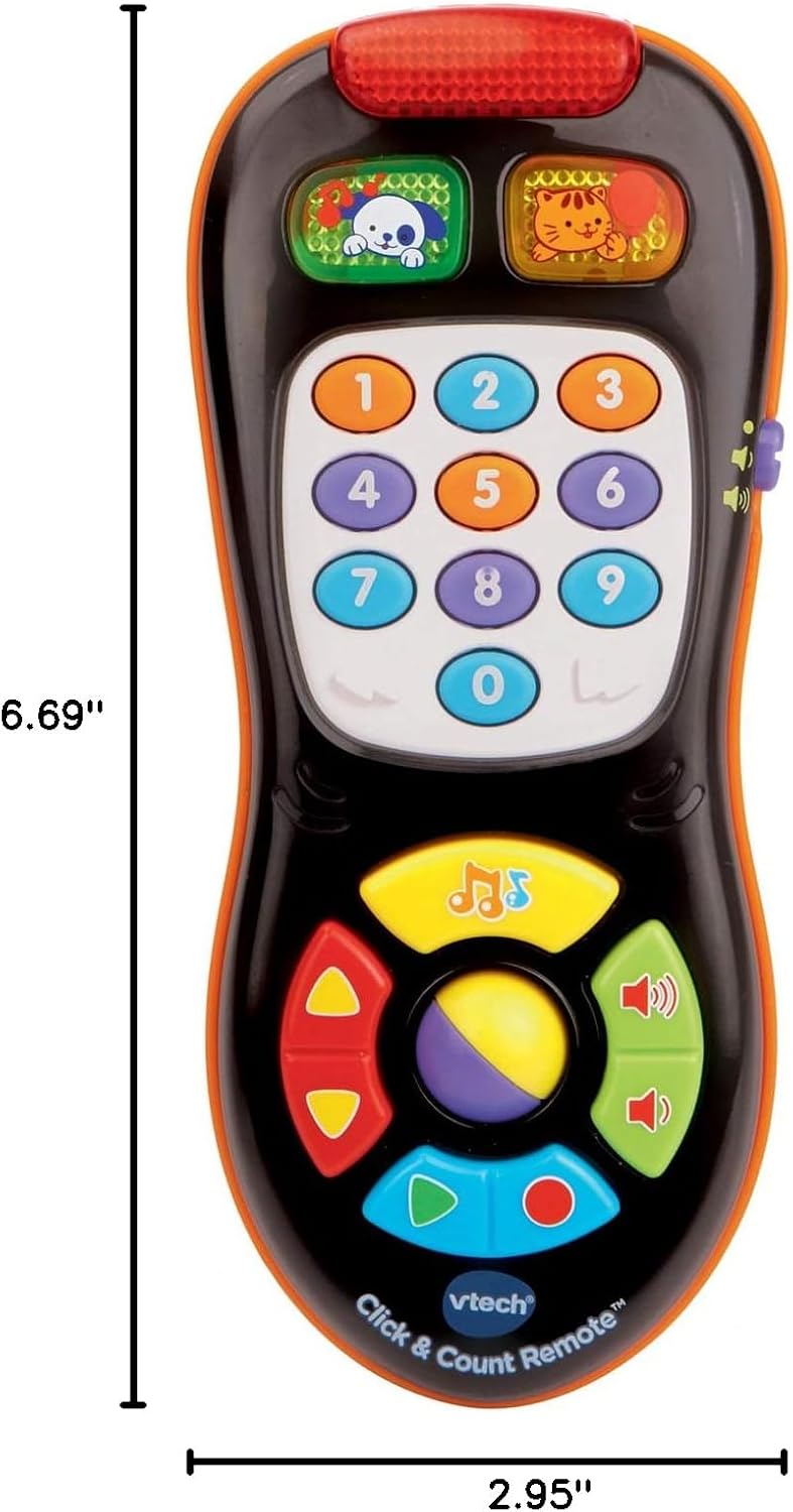 VTech Click and Count Remote, Black | Interactive Learning Remote Control Toy with Numbers, Music, Lights & Educational Sounds