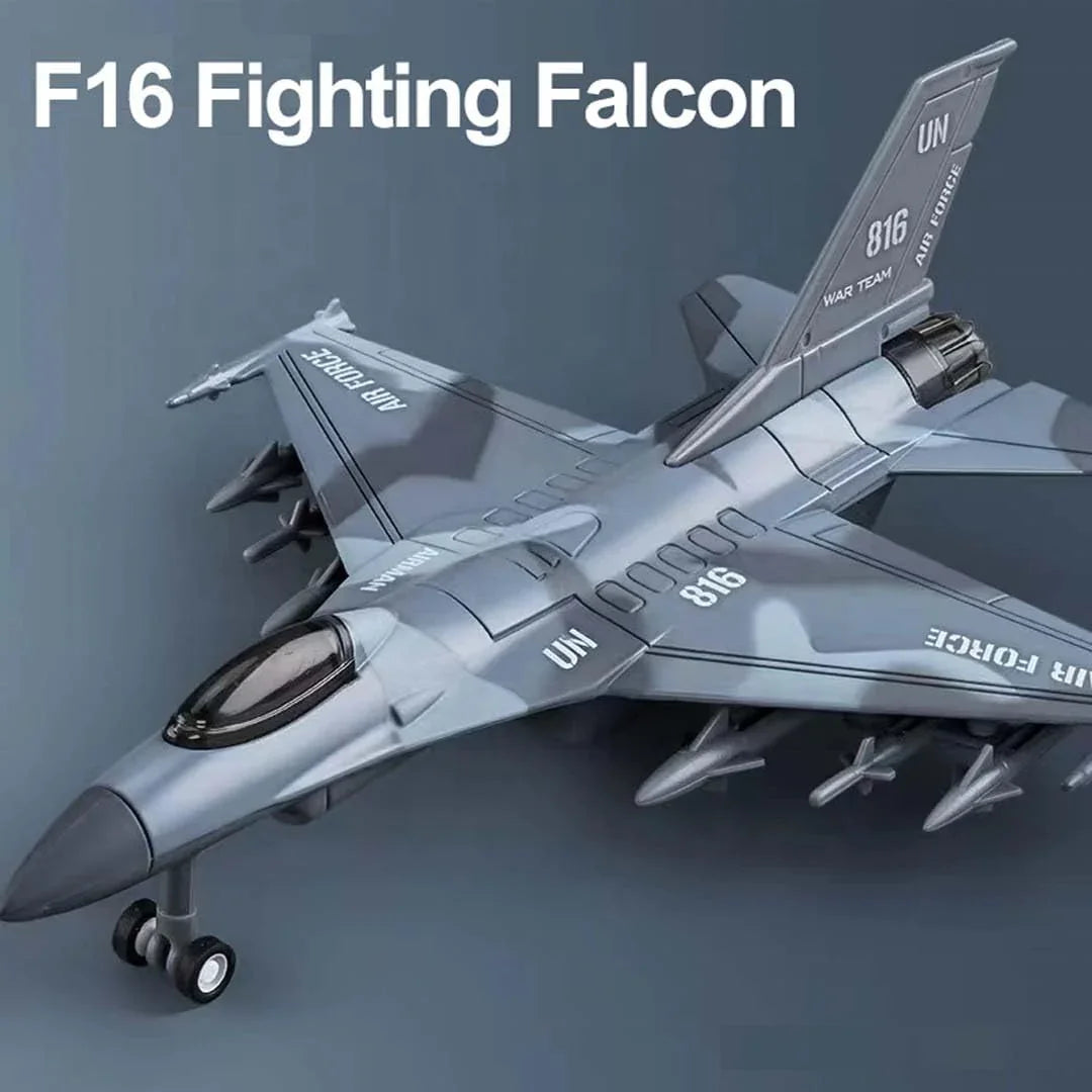 Airplane 1:400 Scale Twin-Engine Jet Fighter Model with Light & Sound – Premium Die-Cast Metal Collectible (F-16 Type) - Jaiman Toys