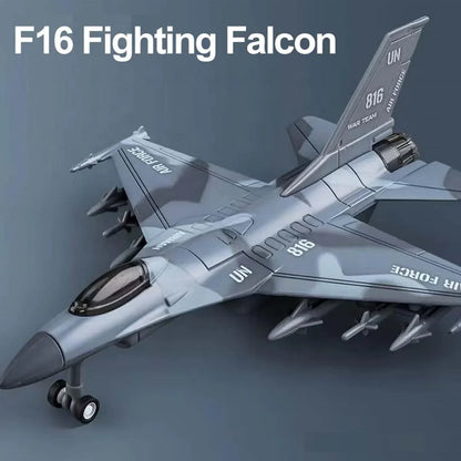 Airplane 1:400 Scale Twin-Engine Jet Fighter Model with Light & Sound – Premium Die-Cast Metal Collectible (F-16 Type) - Jaiman Toys