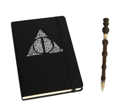 Harry Potter Deathly Hallows Hardcover Journal & Elder Wand Pen Gift Set | Premium Ruled Notebook with Collectible Wand Pen | Wizarding World Stationery