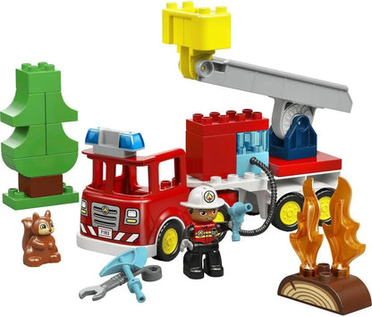 LEGO DUPLO 10473 Fire Engine with Hose and Firefighter - Educational Motor Skills Toy - Red Truck w/a Ladder, Figure and a Squirrel - Birthday Gift for 2+ Year Old Boys & Girls