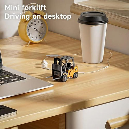 TRASPED 1:64 Scale RC Forklift Toy | 2.4GHz App & Remote Control Forklift with Lights & Sound | Alloy Construction Vehicle