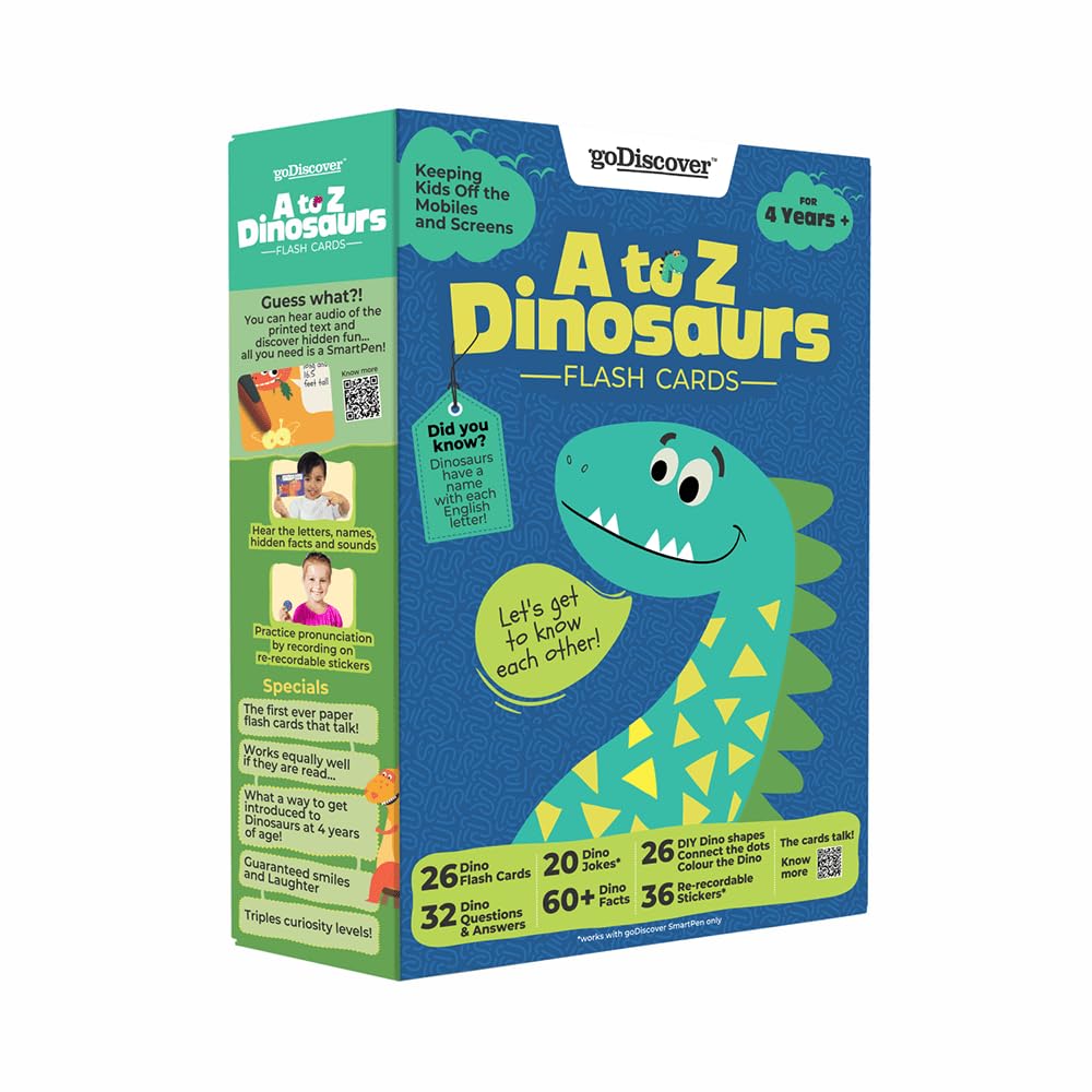 goDiscover A to Z Dinosaurs Interactive Flash Cards for Kids | Talking Learning Cards (4+ Years)
