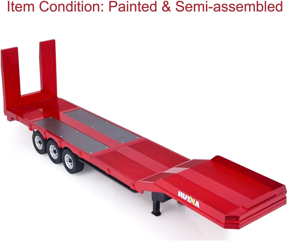 HUINA 1502 1:18 RC Flatbed Semi Trailer with Electronic Support Legs & Tail Board for 1501 Tractor Truck
