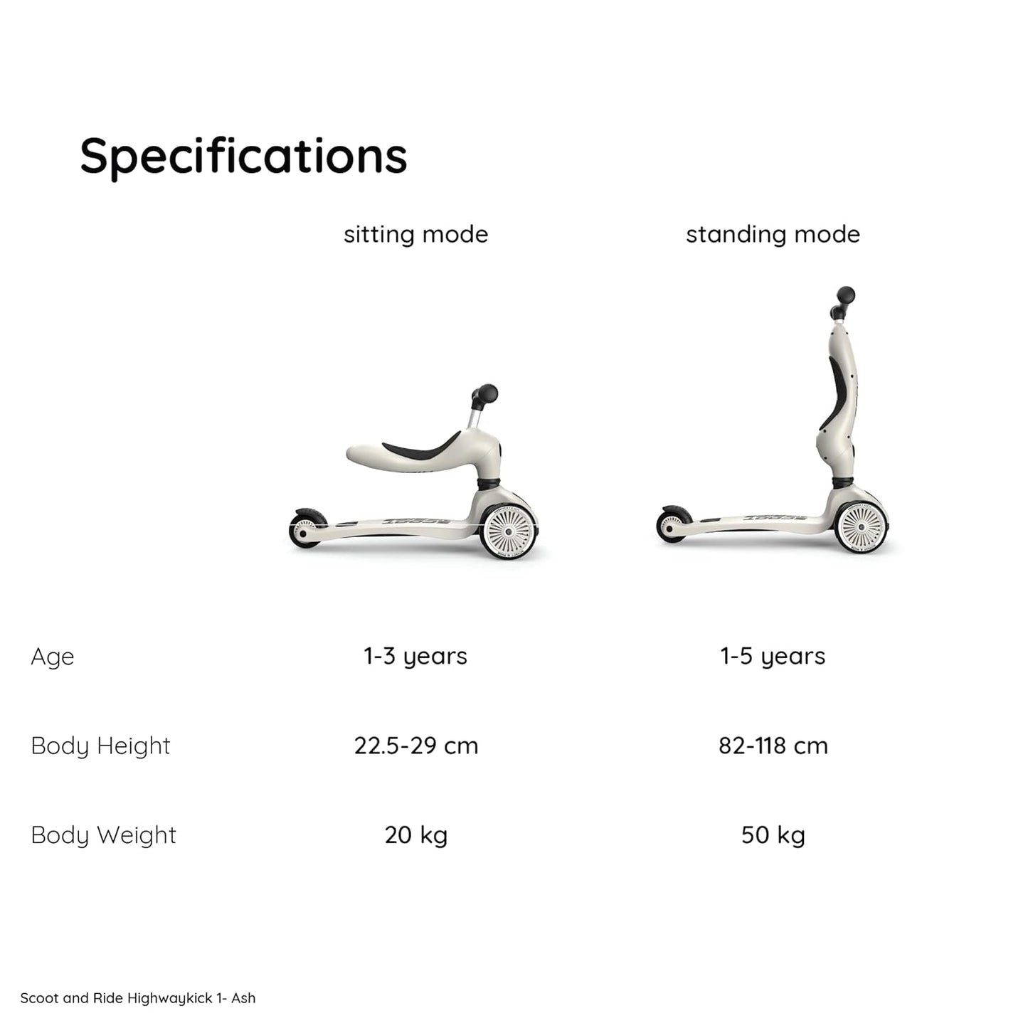 Scoot & Ride 2-in-1 Kids Scooter with Adjustable Seat & Handlebar, Stable & Safe Kickboard for Toddlers, Compact & Lightweight, 3-Wheel Design, Ages 1 to 5 Years, Highwaykick 1