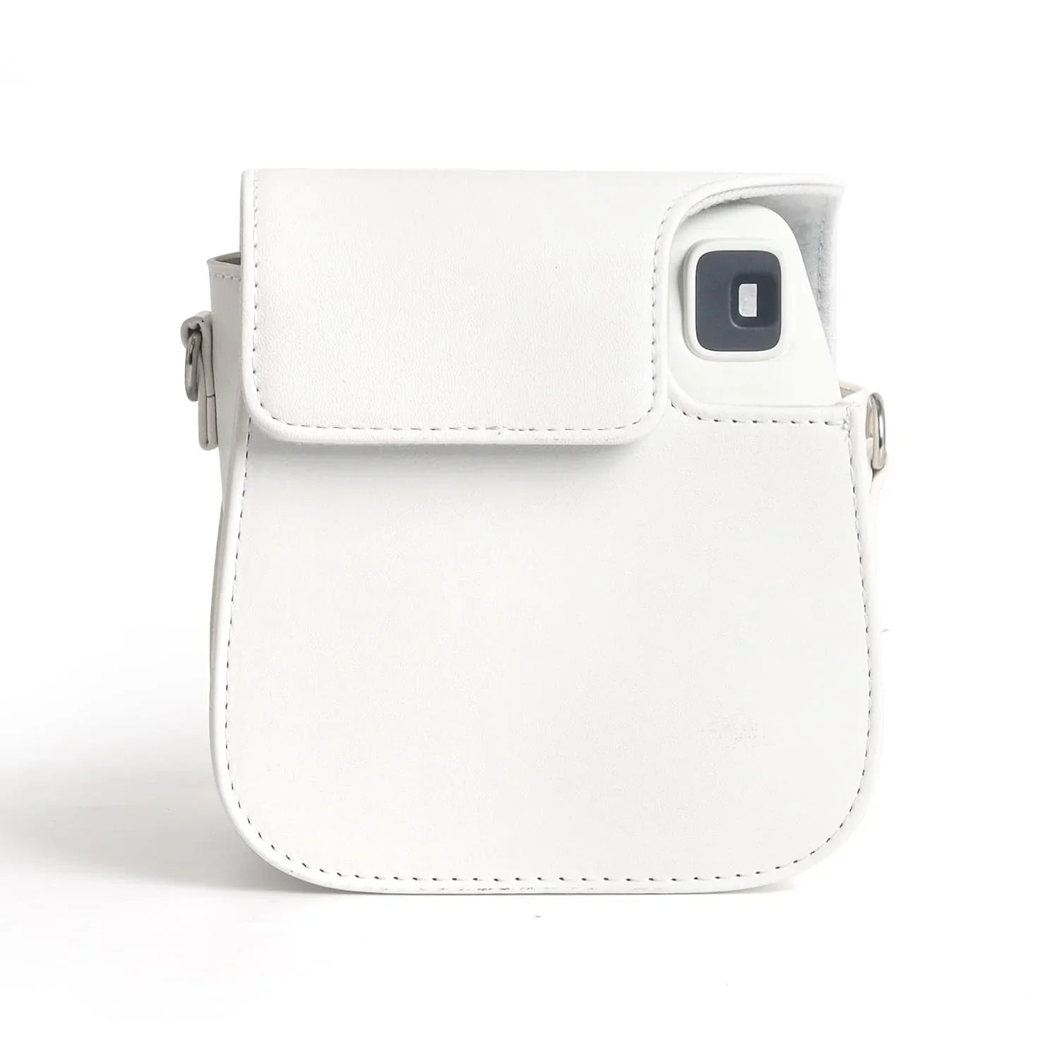 PU Leather Camera Case for Instax Mini SE – Protective Pouch with Adjustable Shoulder Strap - White - Jaiman Toys