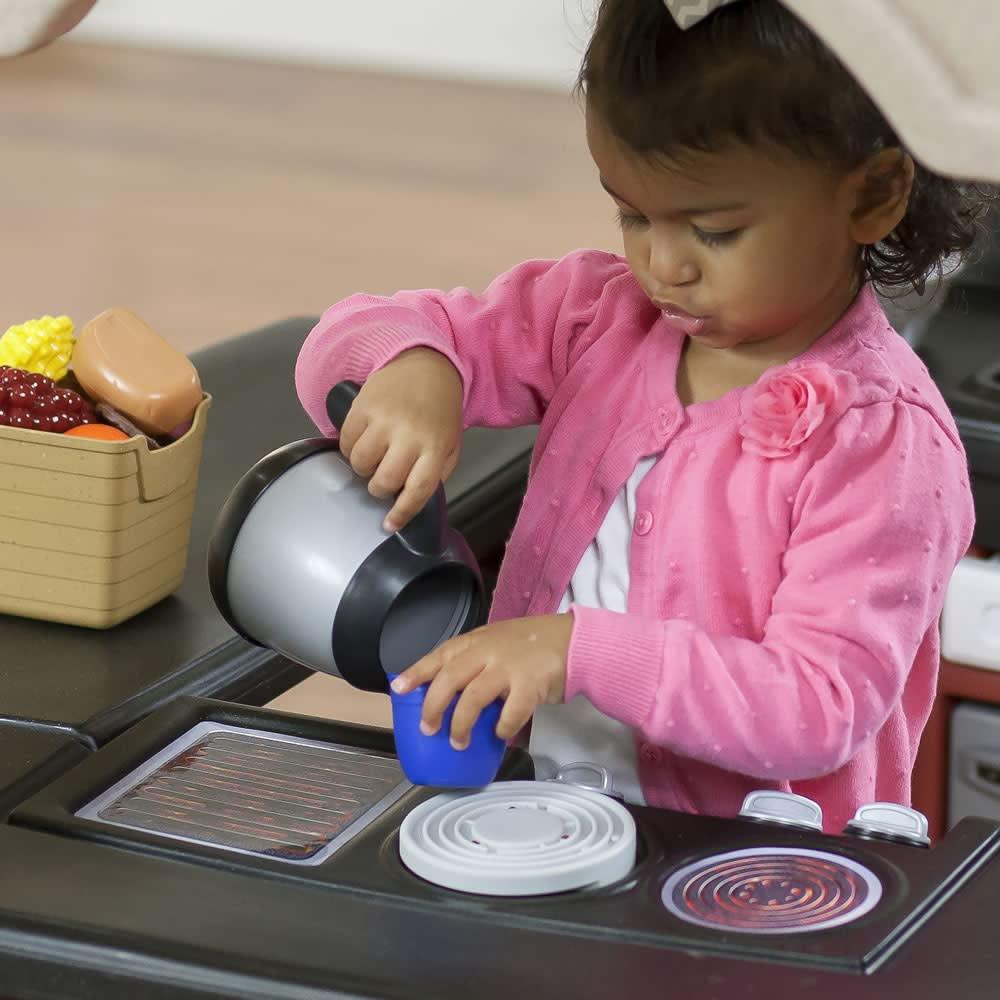 Step2 Grand Walk-In Kitchen Playset – Tan/Maroon/Black for Kids - Jaiman Toys
