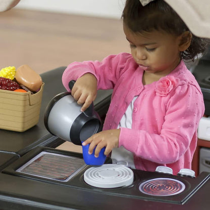Step2 Grand Walk-In Kitchen Playset – Tan/Maroon/Black for Kids - Jaiman Toys