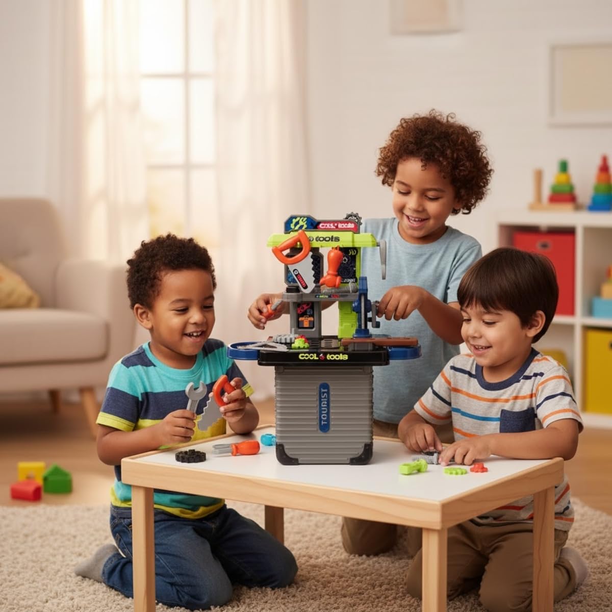 Kids Tool Play Set with Portable Suitcase Workbench – Pretend Play Tools Workshop for Children