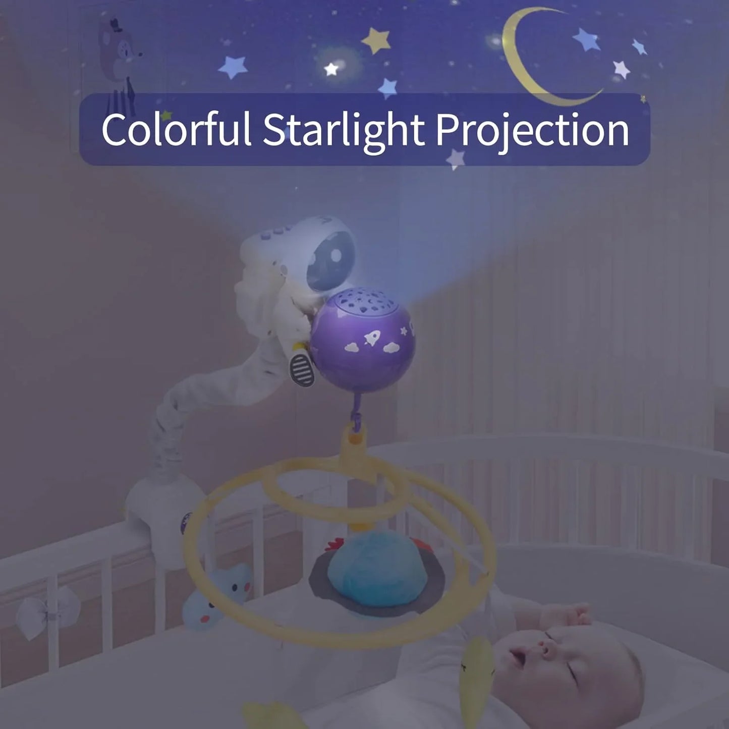 Space Travel Crib Mobile with Music and Lights, Baby Mobile for Crib - Jaiman Toys