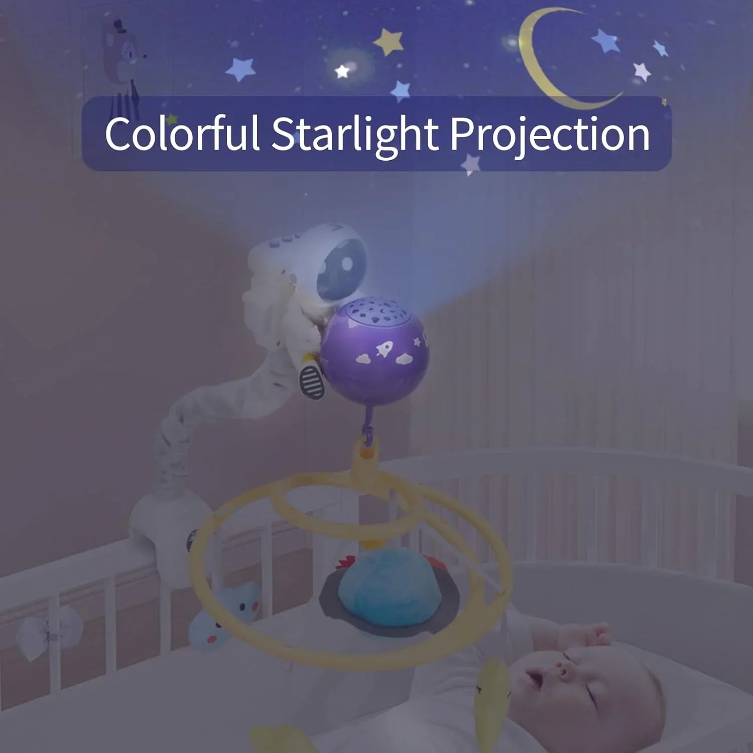 Space Travel Crib Mobile with Music and Lights, Baby Mobile for Crib - Jaiman Toys