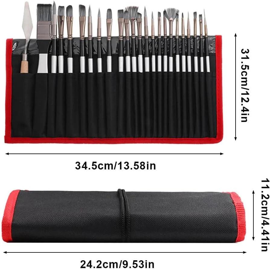 Artistry 24 Pcs Paint Brush Set, Acrylic Painting Brushes Kit with Knife Canvas Storage Bag, for Acrylic Oil Watercolor Gouache Painting Beginners - Jaiman Toys