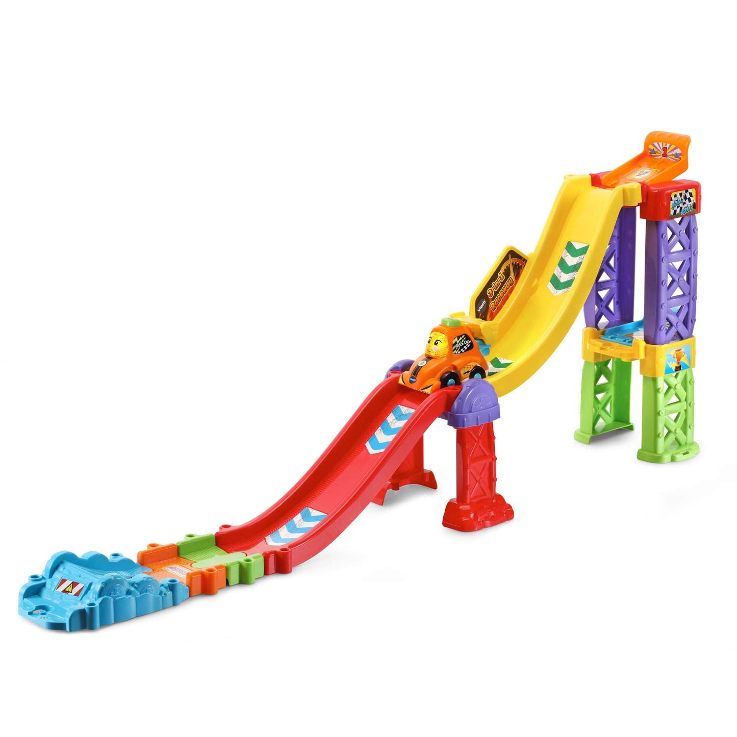 VTech Go! Go! Smart Wheels 3-in-1 Launch & Go Raceway | Interactive Race Track Playset with SmartPoint Race Car | Educational Toy for Ages 1–5