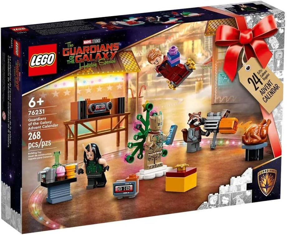 LEGO Marvel Guardians of the Galaxy Advent Calendar 76231 | Christmas Countdown Building Set with 24 Daily Surprises, 6 Minifigures Including Groot, 268 Pieces | Gift for Kids Ages 6+