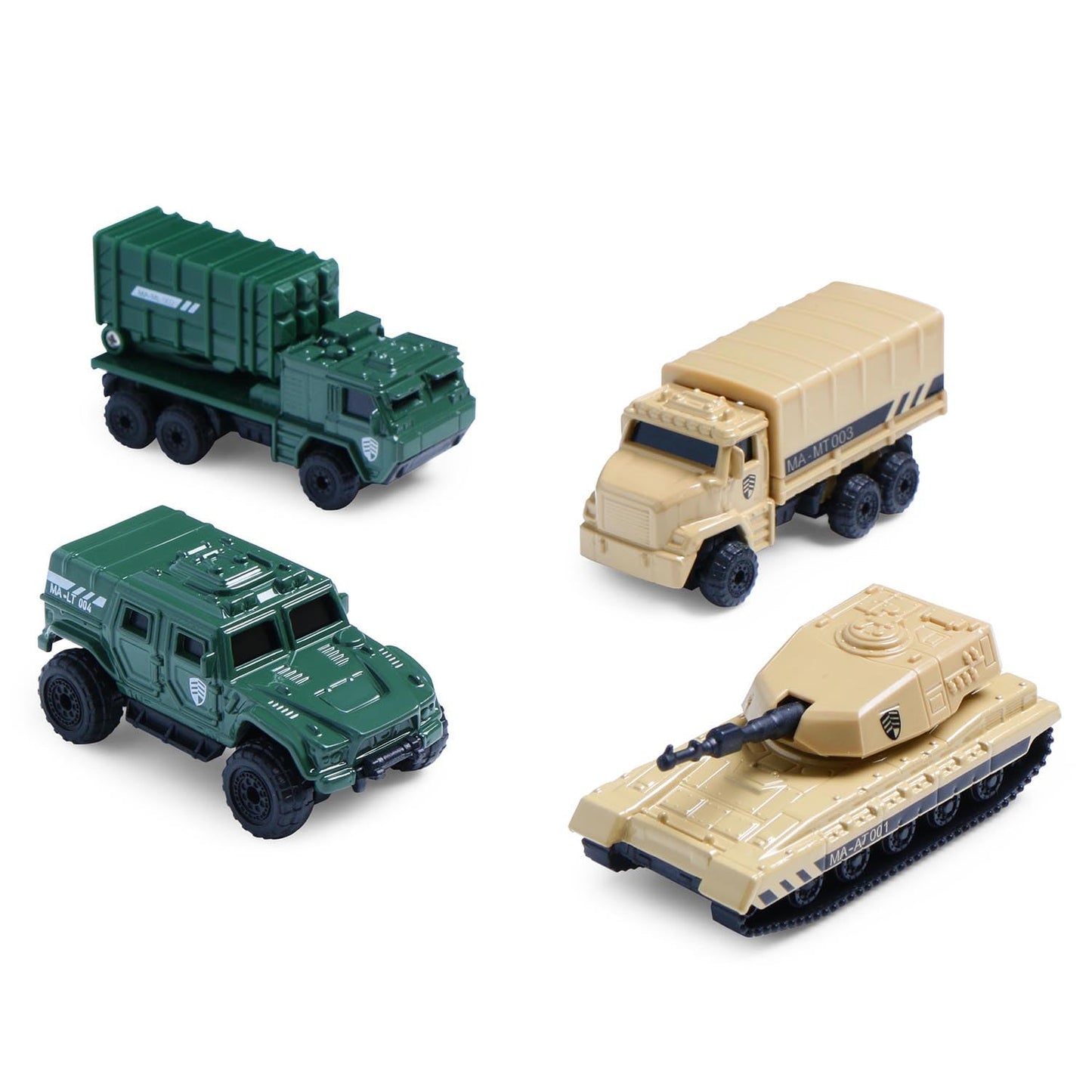 Brave Force Commando Die-Cast Military Vehicles 4-Piece Set – Tank, SUV & Trucks