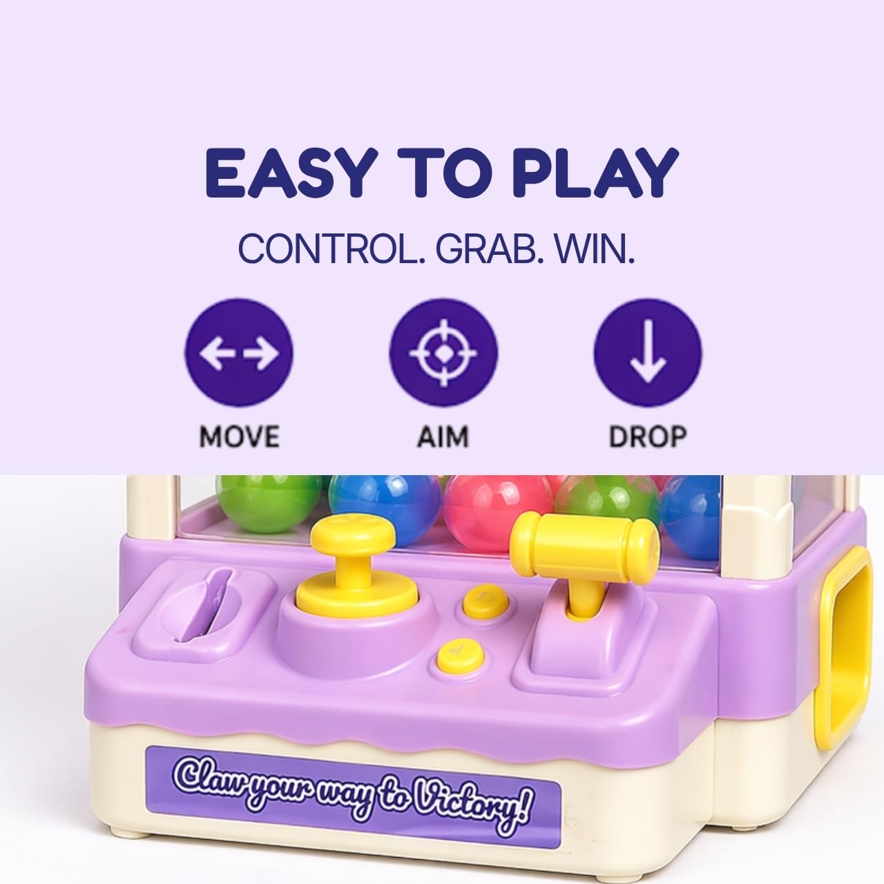 Kuromi Claw Machine - Mini Arcade Grabber Toy with Music & Lights, Coin-Operated Grab Game with Joystick Control, Interactive Toy Gift for Kids, Ages 3+ Years