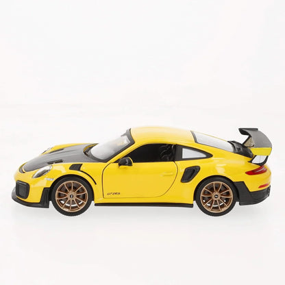 Bburago 1:24 Porsche 911 GT2 RS Diecast Model – Yellow with Carbon Hood Collectible Car