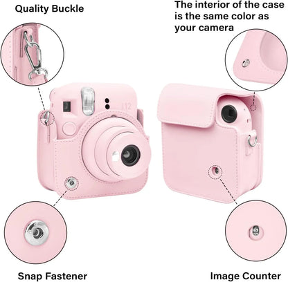 Pop & Snap in Style – Mini 12 Camera Case with Strap (Perfect Fit for Instax Mini 12) - Blossom Pink - Jaiman Toys