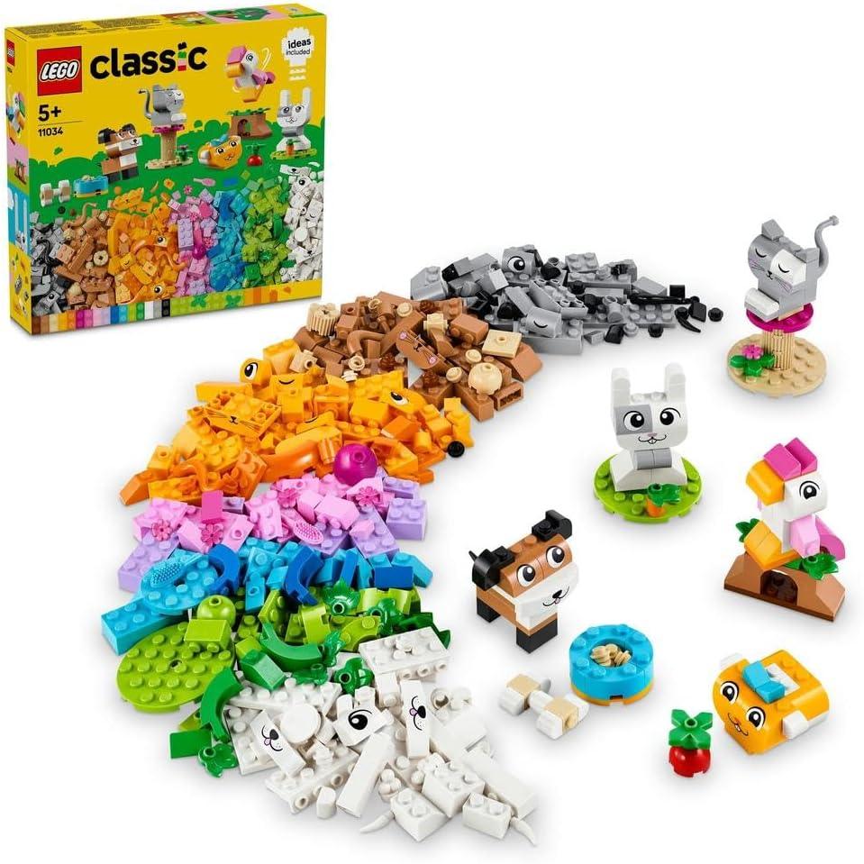 LEGO Classic 11034 Creative Pets, Brick Box Set with Animal Building Toys for 5 Plus Year Old Girls & Boys with Toy Dog, Cat, Rabbit, Hamster and Bird Figures, Gift for Kids