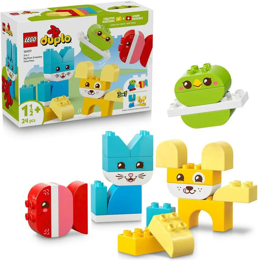 LEGO DUPLO 10477 3 in 1 Creative Cute Pets - Educational Fine Motor Skills Toy for Toddlers - Animal Figures incl. Dog, Cat, Bird & Fish - Birthday Gift for 1+ Year Old Babies, Girls & Boys